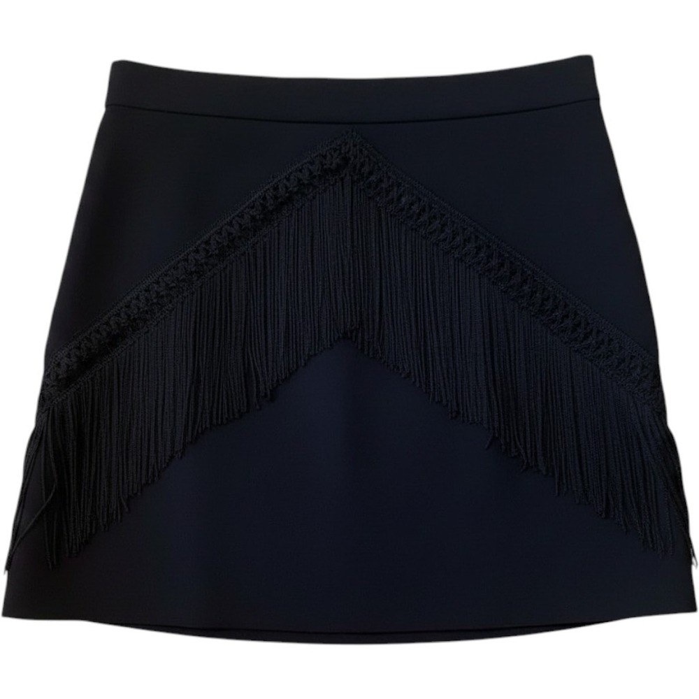 Zara Mini Skirt Small Black Fringe Crochet‎ Detail Western Boho